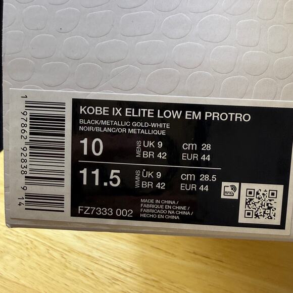 Nike Kobe 9 EM Low Protro Mambacita FZ7333-002 Men’s Size 10 New
